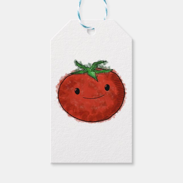 Cute Tomato Watercolor Presentetikett (Framsidan)