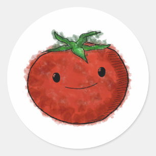 Cute Tomato Watercolor Runt Klistermärke