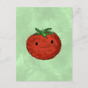 Cute Tomato Watercolor Vykort