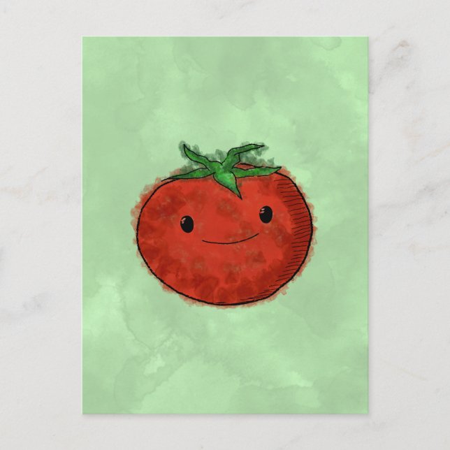 Cute Tomato Watercolor Vykort (Framsida)