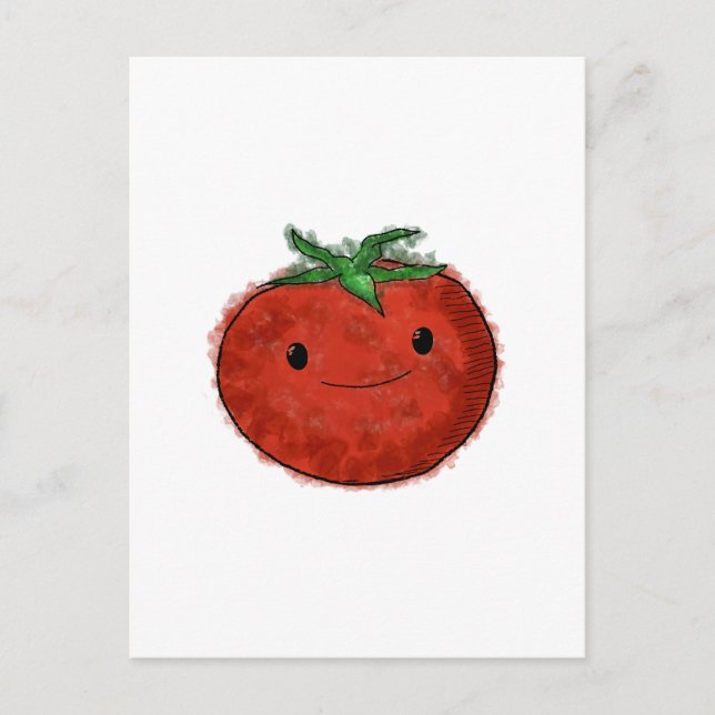 Cute Tomato Watercolor Vykort (Framsida)