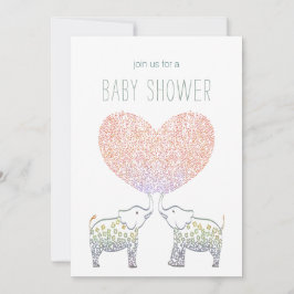 Cute Ton KÄRLEK Elephant Heart BABY SHOWER Inbjudningar