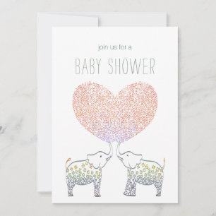 Cute Ton KÄRLEK Elephant Heart BABY SHOWER Inbjudningar