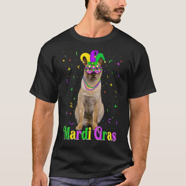 Cute Tonkinese Cat Animals Mardi Gras Carnivals T Shirt (Framsida)