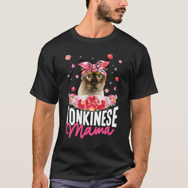 Cute Tonkinese Mamma Flower Bandana Cat Mor T Shirt (Framsida)