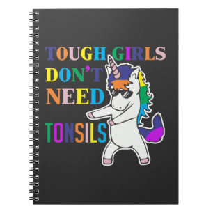 Cute Tonsil Removal Surgery Unicorn Girl Recovery Anteckningsbok