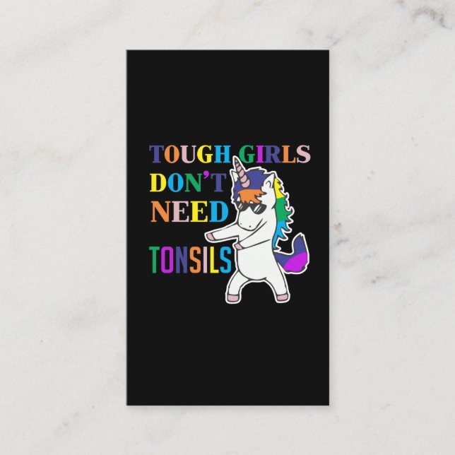 Cute Tonsil Removal Surgery Unicorn Girl Recovery Visitkort (Framsida)