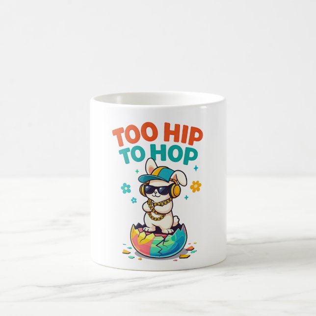 Cute Too Hip to Hop Bunny Artwork Kaffemugg (Center)