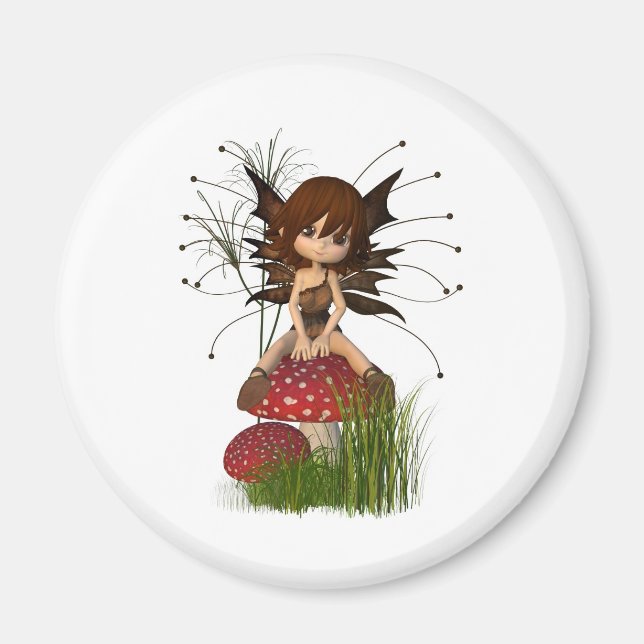 Cute Toon Autumn Fairy and Toadstool Magnet (Framsidan)