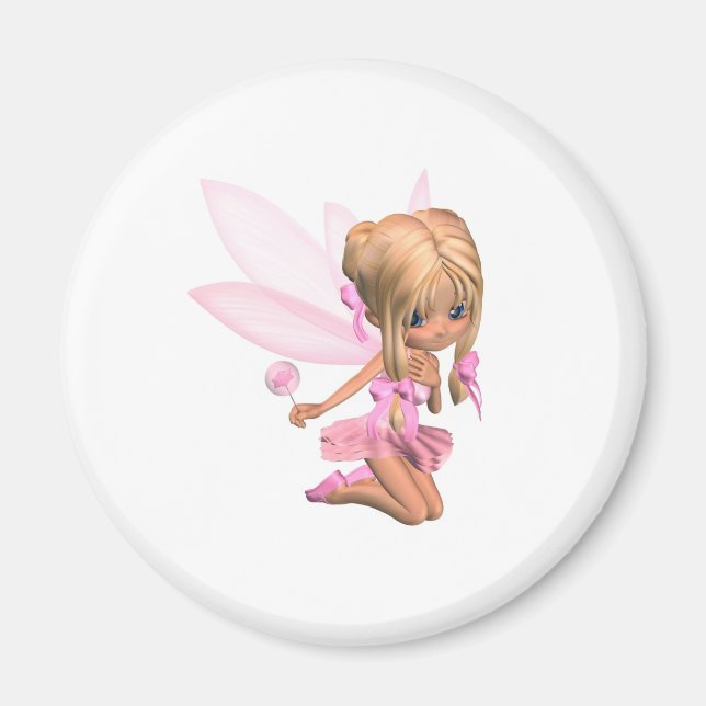 Cute Toon Ballerina Fairy in Rosa - nig Magnet (Framsidan)