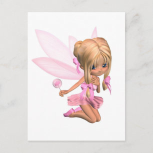Cute Toon Ballerina Fairy in Rosa - nig Vykort