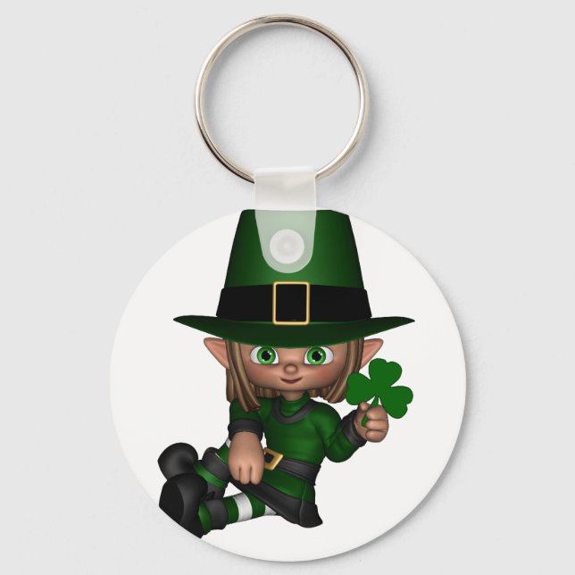 Cute Toon Irish Leprechaun - 1 Nyckelring (Framsida)