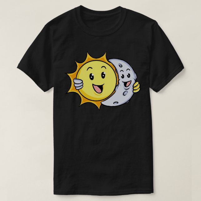 Cute toon Sol och Måne T Shirt (Design framsida)