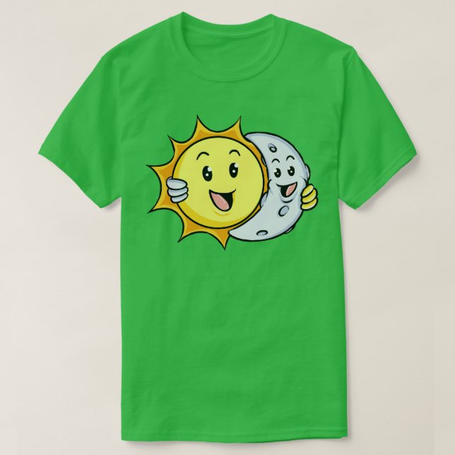 Cute toon Sol och Måne T Shirt (Design framsida)