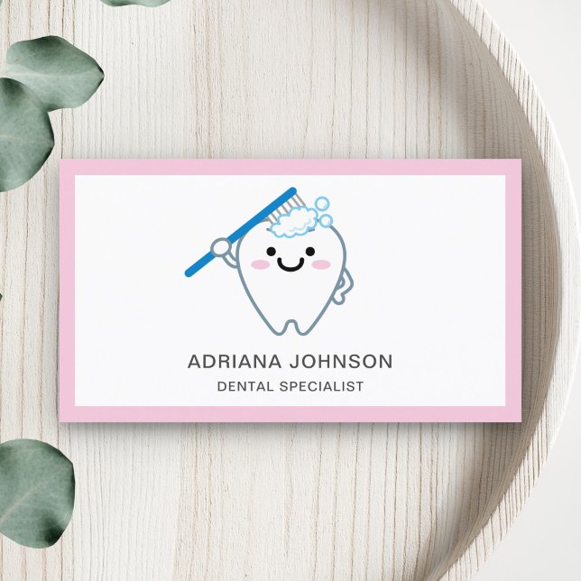 Cute Tooth Brushing med tandborste dentist Visitkort (Skapare uppladdad)