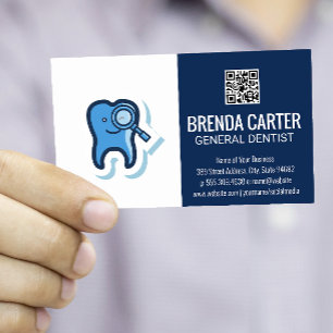 Cute Tooth Dentist Icon   QR Scan Code Visitkort
