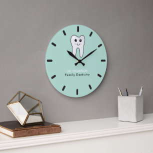 Cute Tooth Family Tandvård Business Stor Klocka