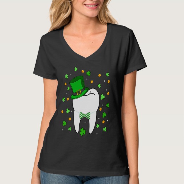 Cute Tooth Leprechaun Hat Dental Squad St Patrick' T Shirt (Framsida)