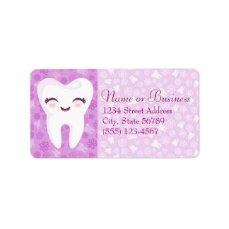 Cute Tooth - Lila Anpassningsbar Adressetiketter