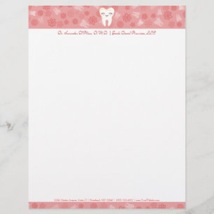 Cute Tooth - Rosa Anpassningsbar Letterhead Brevhuvud