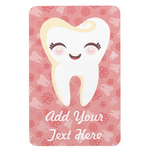 Cute Tooth - Rosa Anpassningsbar Magnet (Vertikal)