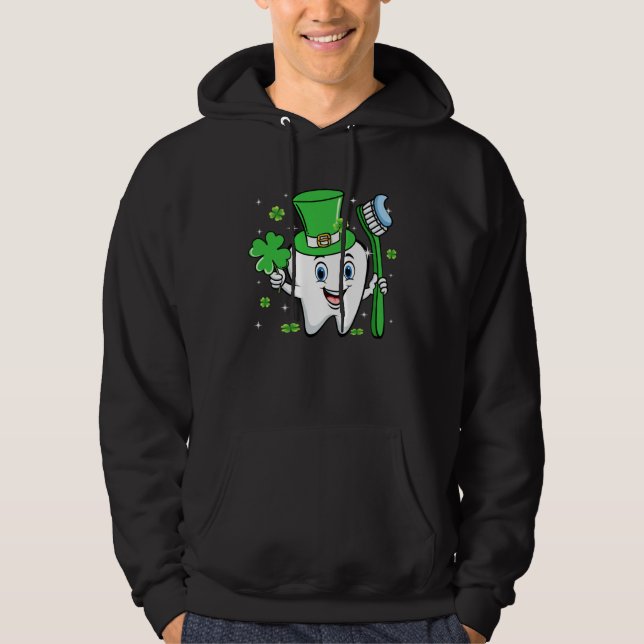 Cute Tooth With Hat Dental Assistant  St Patricks  Hoodie (Framsida)