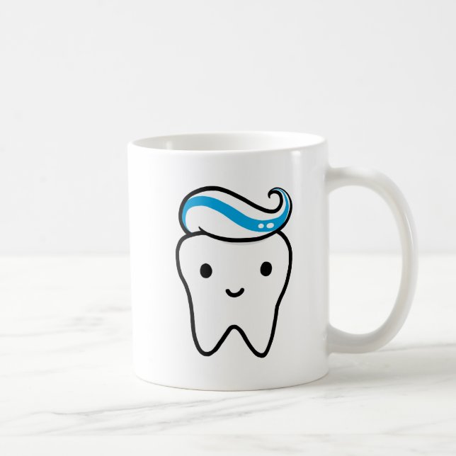 Cute Tooth with Toothpaste Kawaii Molar Kaffemugg (Höger)