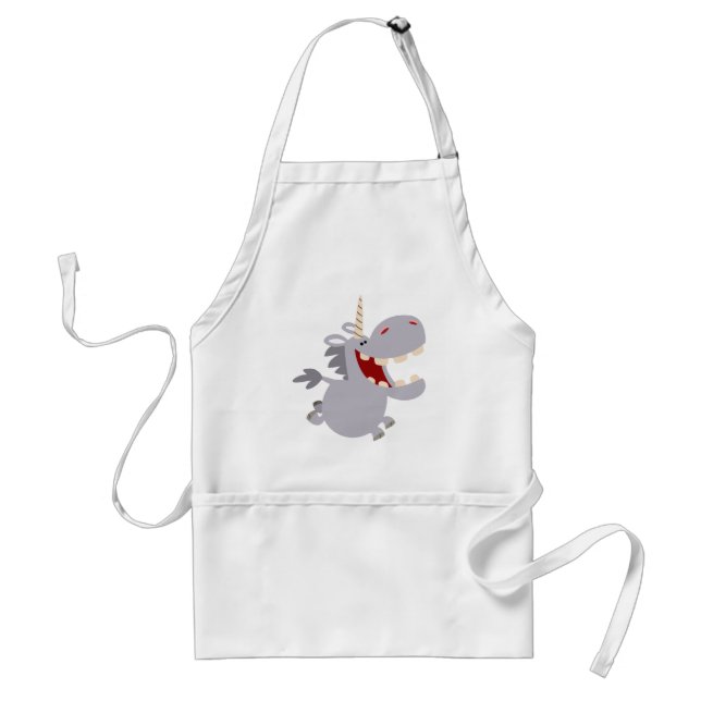 Cute Toothy Tecknad Unicorn Apron Förkläde (Framsidan)