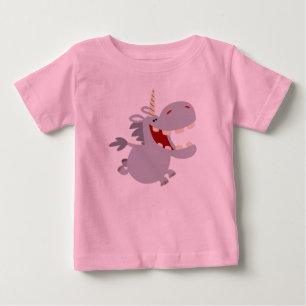 Cute Toothy Tecknad Unicorn Baby T-Shirt