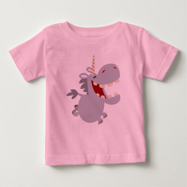 Cute Toothy Tecknad Unicorn Baby T-Shirt (Framsida)
