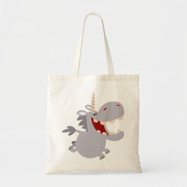 Cute Toothy Tecknad Unicorn Bag Tygkasse (Framsidan)