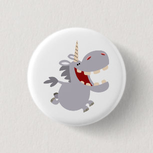 Cute Toothy Tecknad Unicorn Button Badge Knapp