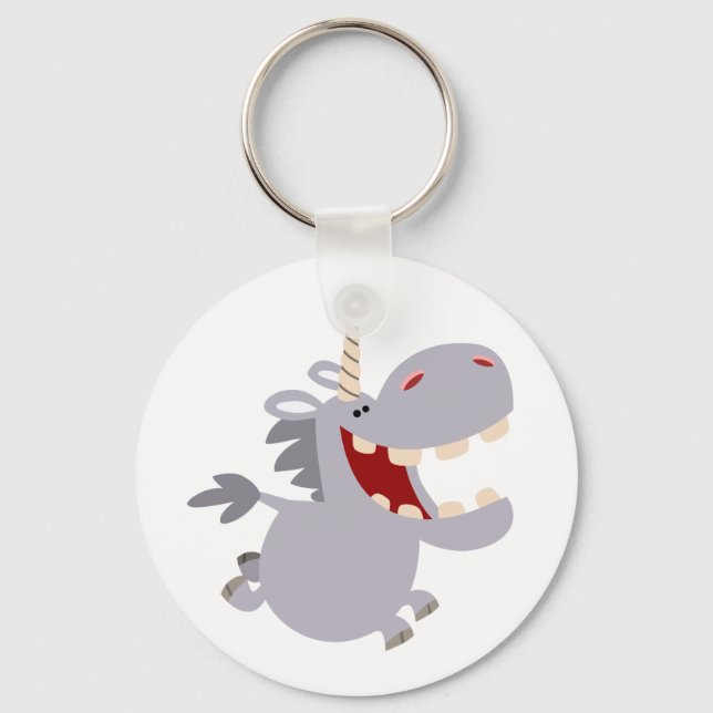 Cute Toothy Tecknad Unicorn Keychain Nyckelring (Framsida)