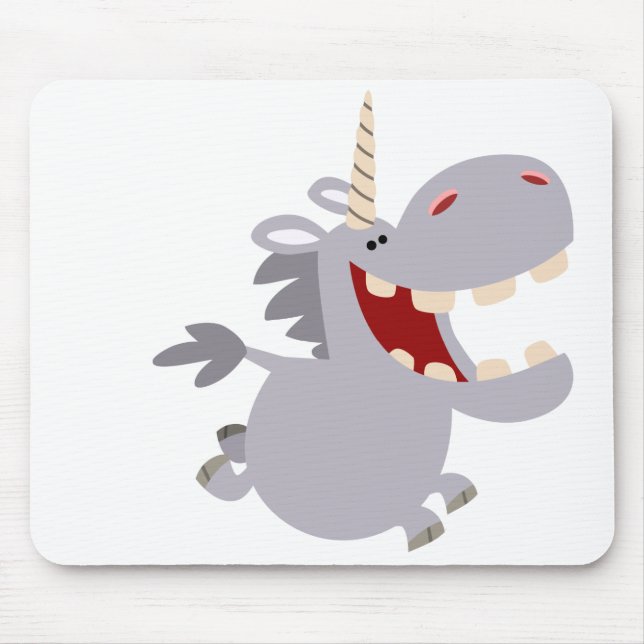 Cute Toothy Tecknad Unicorn Mousepad Musmatta (Framsidan)