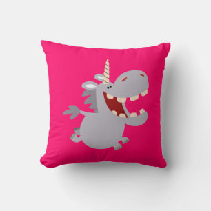 Cute Toothy Tecknad Unicorn Pillow Kudde