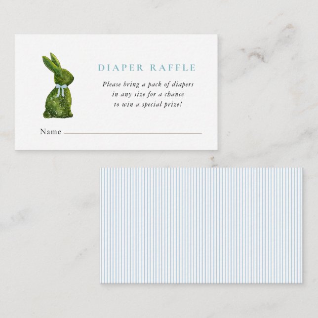 Cute Topiary Rabbit Baby boy shower diaper raffle  Tilläggskort (Fram/baksida)