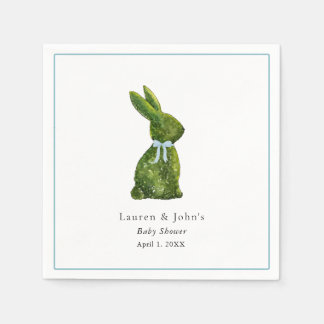 Cute Topiary Rabbit Boy Baby Shower  Pappersservett