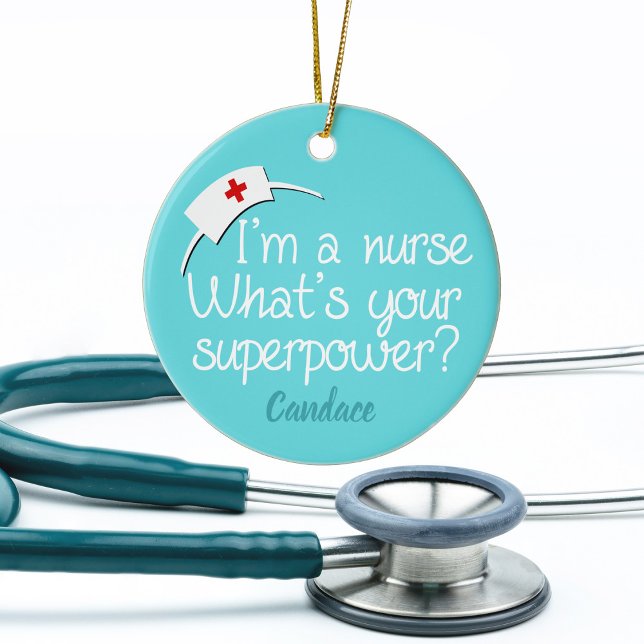 Cute Toppen Nurse Julgransprydnad Keramik (Skapare uppladdad)