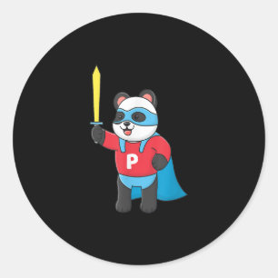 Cute Toppen Panda med en mask och hållord Runt Klistermärke