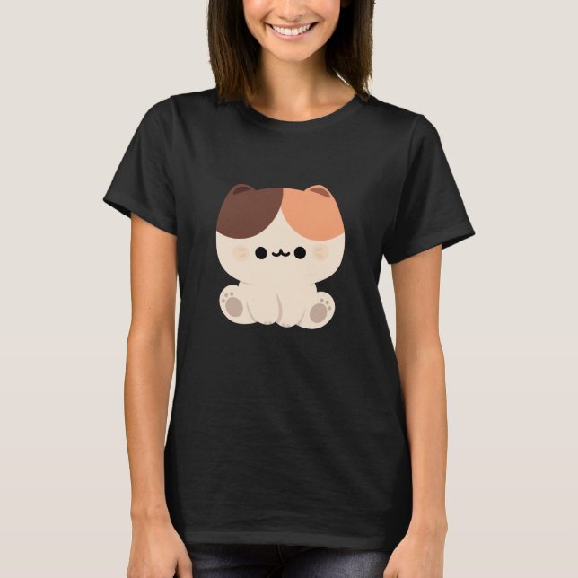 Cute Tortie Cat T Shirt (Framsida)