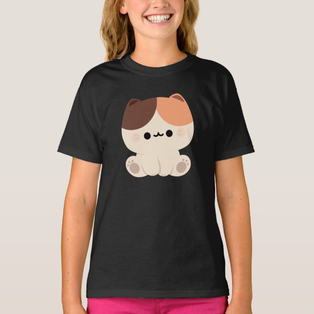 Cute Tortie Cat T Shirt (Framsida)