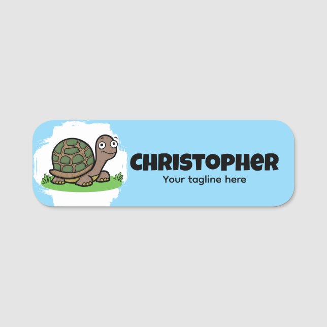 Cute Tortoise Anpassningsbar Namnbricka (Framsida)