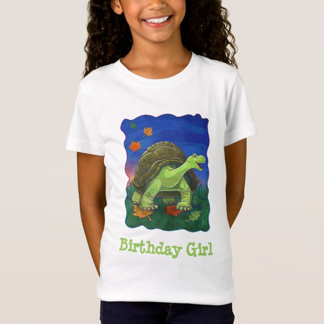 Cute Tortoise Birthday Girl T-Shirts (Framsida)
