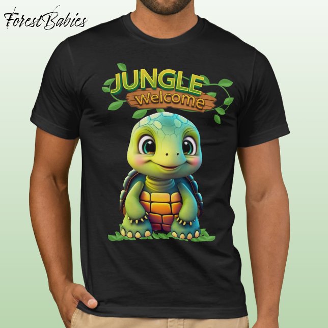 Cute Tortoise Box Turtle Animal Character Black 🐢 T Shirt (Cute Tortoise Tee Adorable Box Turtle Woodland Wildlife Cartoon Graphic Animal Character T-shirt 🐢)