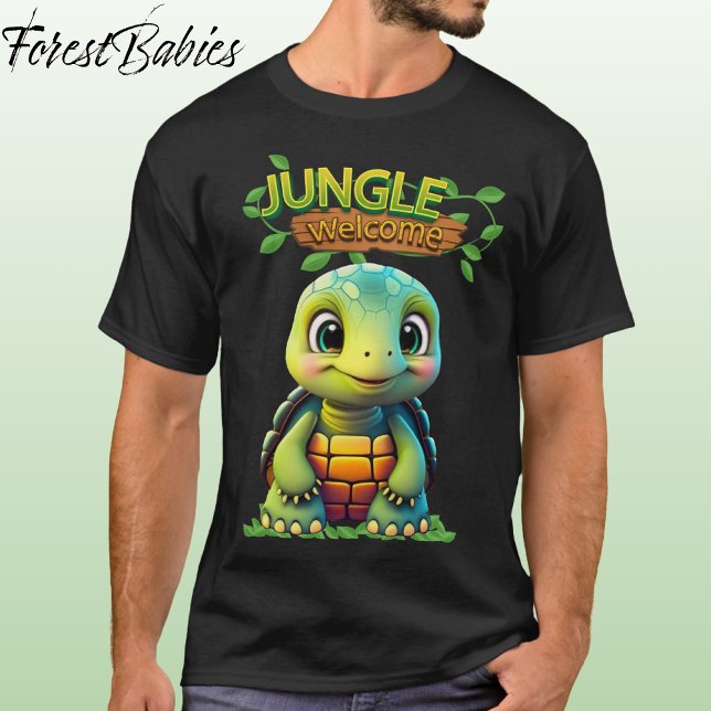 Cute Tortoise Box Turtle Animal Character Black 🐢 T Shirt (Cute Tortoise Tee Adorable Box Turtle Woodland Wildlife Cartoon Graphic Animal Character T-shirt 🐢)