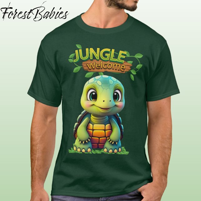 Cute Tortoise Box Turtle Animal Character Green 🐢 T Shirt (Cute Tortoise Tee Adorable Box Turtle Woodland Wildlife Cartoon Graphic Animal Character T-shirt 🐢)
