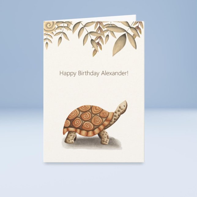 Cute Tortoise Brown Personlig Birdday Card Kort (Skapare uppladdad)