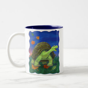 Cute Tortoise-huvuden och Svan Två-Tonad Mugg