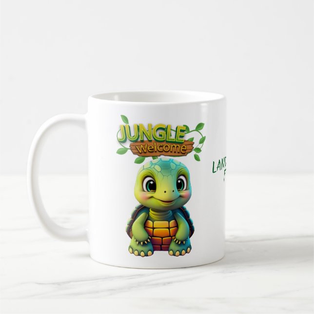 Cute Tortoise Land of the Free Whimsical Turtle 🐢 Kaffemugg (Vänster)