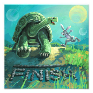 Cute Tortoise och Hare Art Fototryck